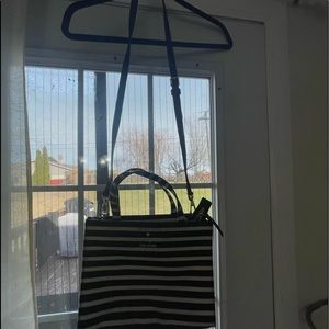 White and Black stripes Kate spade crossbody bag